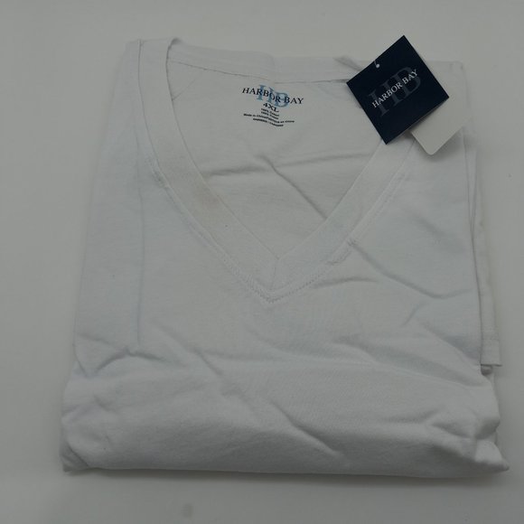 DXL White Harbor Bay V Neck Sleep Shirt / T-Shirt XXL to 6XL Big & Tall - Picture 1 of 1